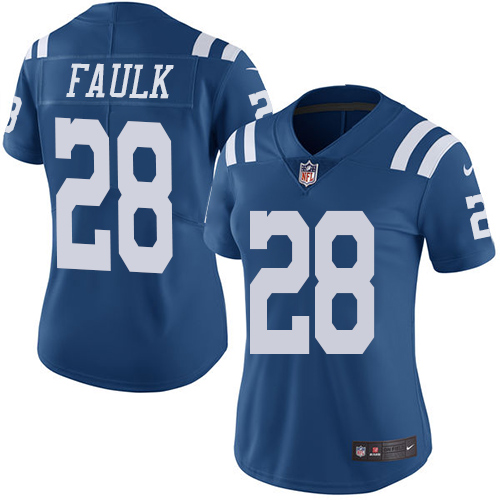 Indianapolis Colts #28 Limited Marshall Faulk Royal Blue Nike NFL Women Rush Vapor Untouchable Jersey->indianapolis colts->NFL Jersey